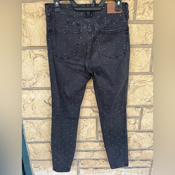 Madewell Jeans 10” High Rise Skinny Jeans Black Gold Metallic Dots Size 27 - Picture 9 of 12